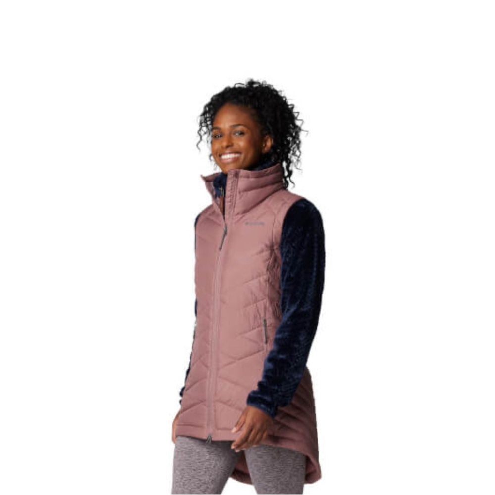 Columbia heavenly puffer vest long women’s pink  Pink Omni heat 1X jacket EUC